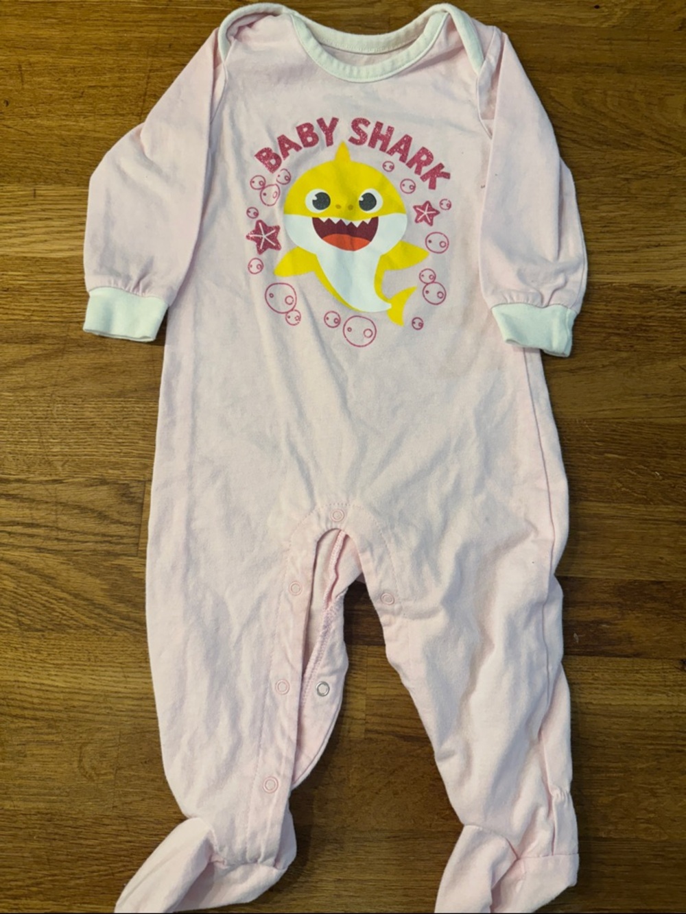 Baby Shark Pink Footed One-Piece Sleep Suit